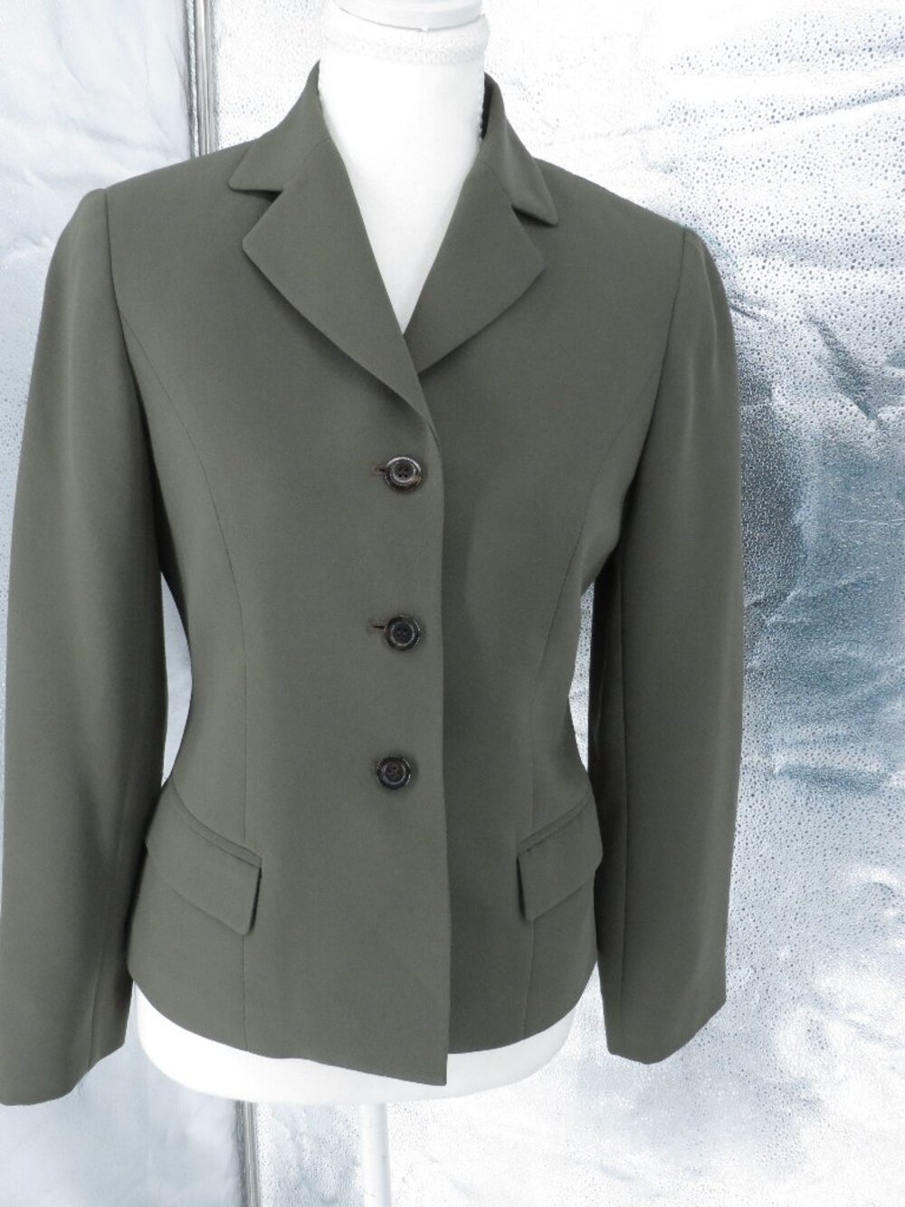 Petite Sophisticate Olive Green Pant Suit Set 4 Blazer Trousers Workwear Office
